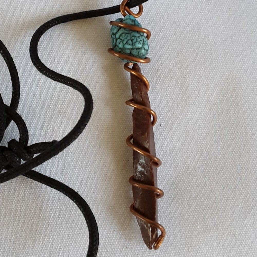 Mahogany Obsidian Needle Turquoise Copper Wire Wrap Adjustable Handcrafted Audi - Picture 11 of 12